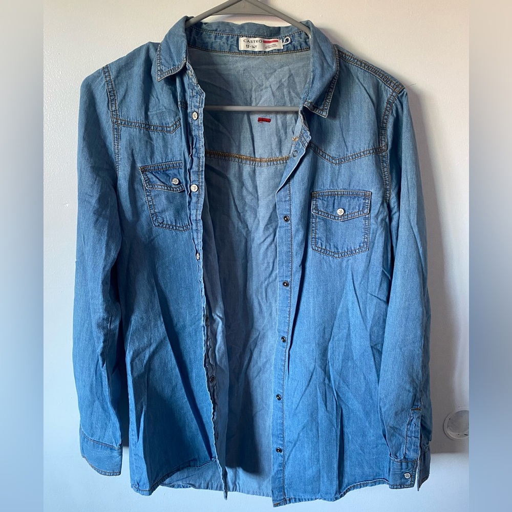 Castro Light Blue Denim Button Up Shirt - Picture 3 of 5